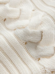 Крем - CERENE Cotton Ruffle Trim Cable Stitch Jumper - 11суретінің 8 суреті