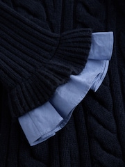 Әскери-теңіз күштері - CERENE Cotton Ruffle Trim Cable Stitch Jumper - 11суретінің 8 суреті