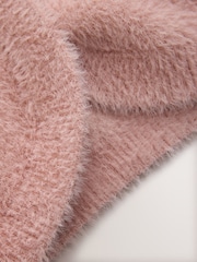 CERENE Claudia Pink Brushed High Neck Curved Hem Jumper - Image 10 of 12
