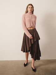 CERENE Claudia Pink Brushed High Neck Curved Hem Jumper - Image 2 of 12