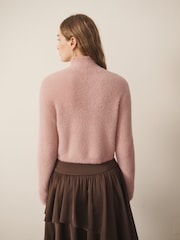 CERENE Claudia Pink Brushed High Neck Curved Hem Jumper - Image 4 of 12