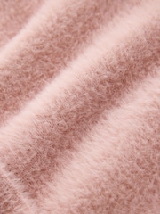CERENE Claudia Pink Brushed High Neck Curved Hem Jumper - Image 7 of 12