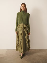 CERENE Claudia Green Brushed High Neck Curved Hem Jumper - Image 3 of 11