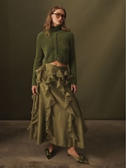 CERENE Claudia Green Brushed High Neck Curved Hem Jumper - Image 5 of 11