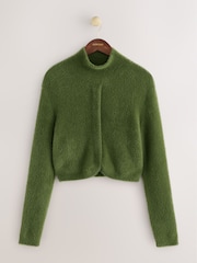 CERENE Claudia Green Brushed High Neck Curved Hem Jumper - Image 6 of 11