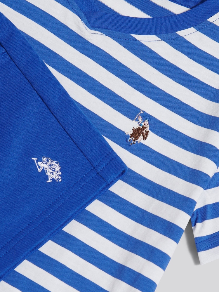 Azul - Conjunto de camiseta de cuello de pico de rayas y pantalones cortos deportivos de U.S. Polo Assn. - Imagen 7 de 7 Azul - Conjunto de camiseta de cuello de pico de rayas y pantalones cortos deportivos de U.S. Polo Assn. - Imagen 7 de 7
