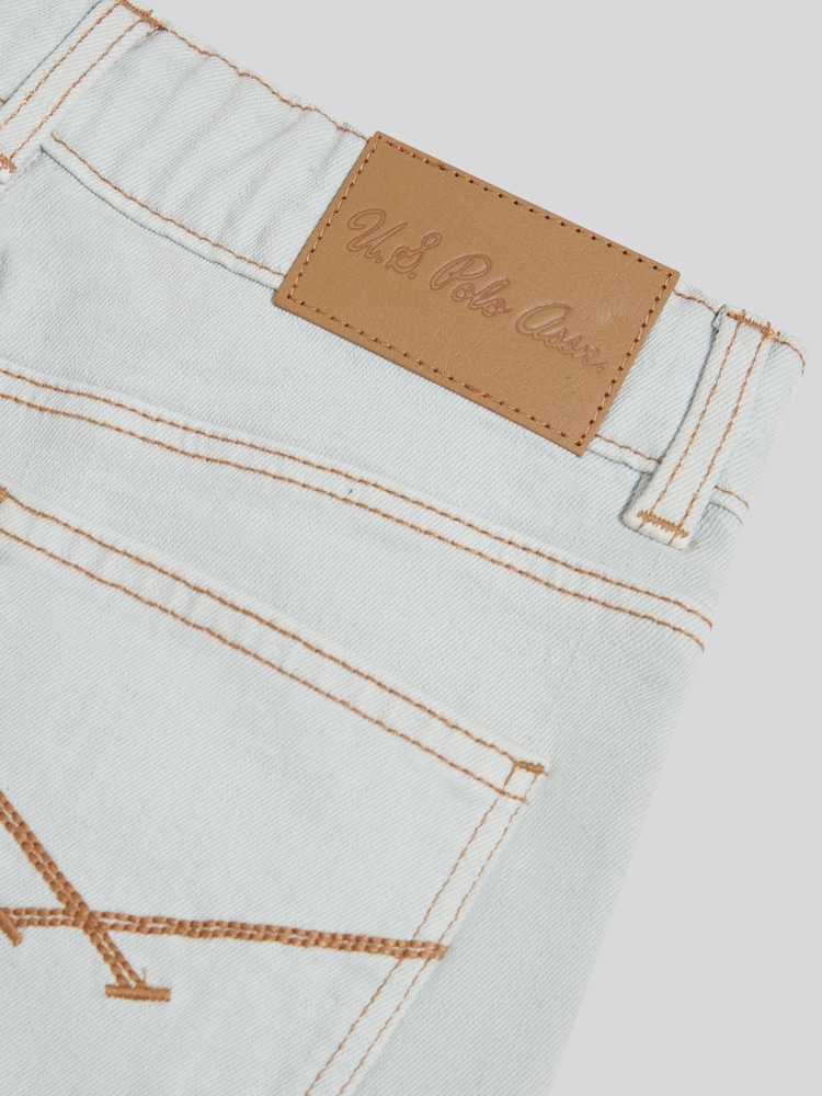 U.S. Polo Assn White Pleat Detail Denim Shorts - Image 4 of 4