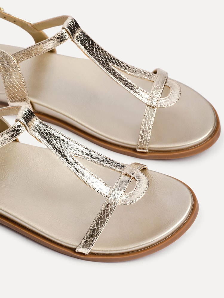 Linzi Gold Saylor T-Bar Flat Sandals - Image 5 of 5