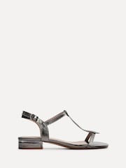 Linzi Silver Lavish T-Bar Low Block Heeled Sandals - Image 2 of 5