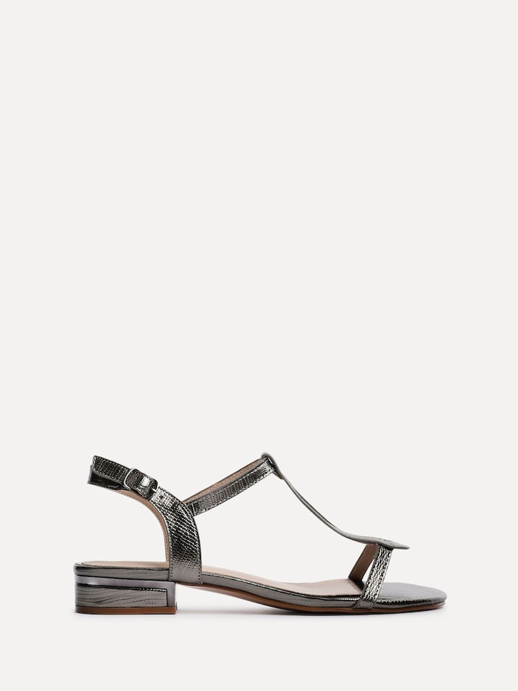 Linzi Silver Lavish T-Bar Low Block Heeled Sandals - Image 2 of 5