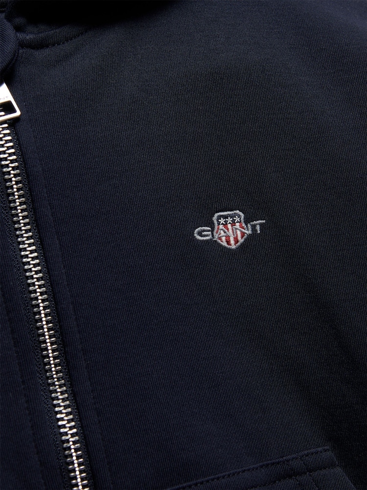 GANT Blue Shield Oversize Crop Zip Thru Hoodie - Image 2 of 2