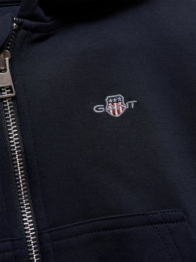 GANT Blue Shield Oversize Crop Zip Thru Hoodie - Image 2 of 2