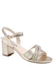 Złoty - Pavers Block Heel Embellished Toe Sandals - Obraz 1 z 5