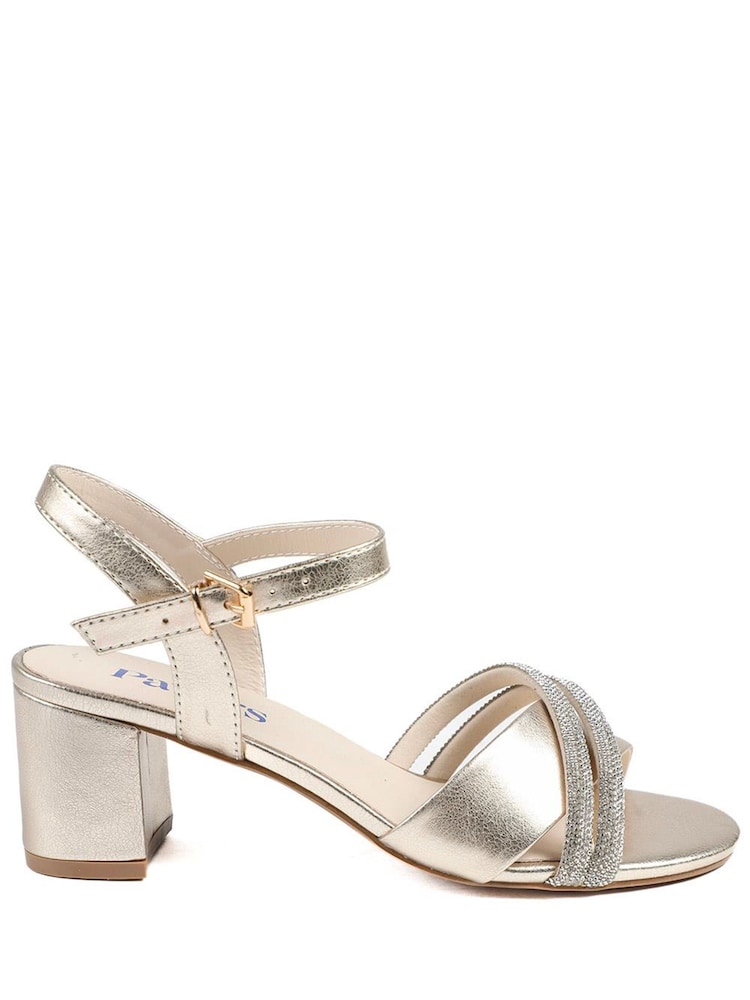 Złoty - Pavers Block Heel Embellished Toe Sandals - Obraz 2 z 5