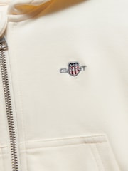 GANT Cream Shield Oversize Crop Zip Thru Hoodie - Image 1 of 2