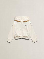 GANT Cream Shield Oversize Crop Zip Thru Hoodie - Image 2 of 2