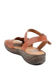 棕色 - Pavers Leather Buckle Fasten Casual Sandals - 圖片 3/5