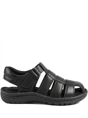 Pavers Black Premium Leather Touch Fastening Sandals - Image 2 of 5