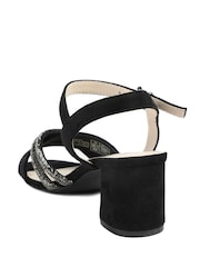 Czarny - Pavers Block Heel Embellished Toe Sandals - Obraz 3 z 5