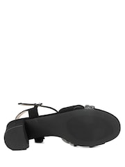 Czarny - Pavers Block Heel Embellished Toe Sandals - Obraz 4 z 5