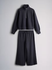 The Set Premium Cotton Quarter Zip and Straight Leg Joggers Coord Dark Navy - Image 1 of 5