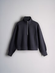 The Set Premium Cotton Quarter Zip and Straight Leg Joggers Coord Dark Navy - Image 2 of 5