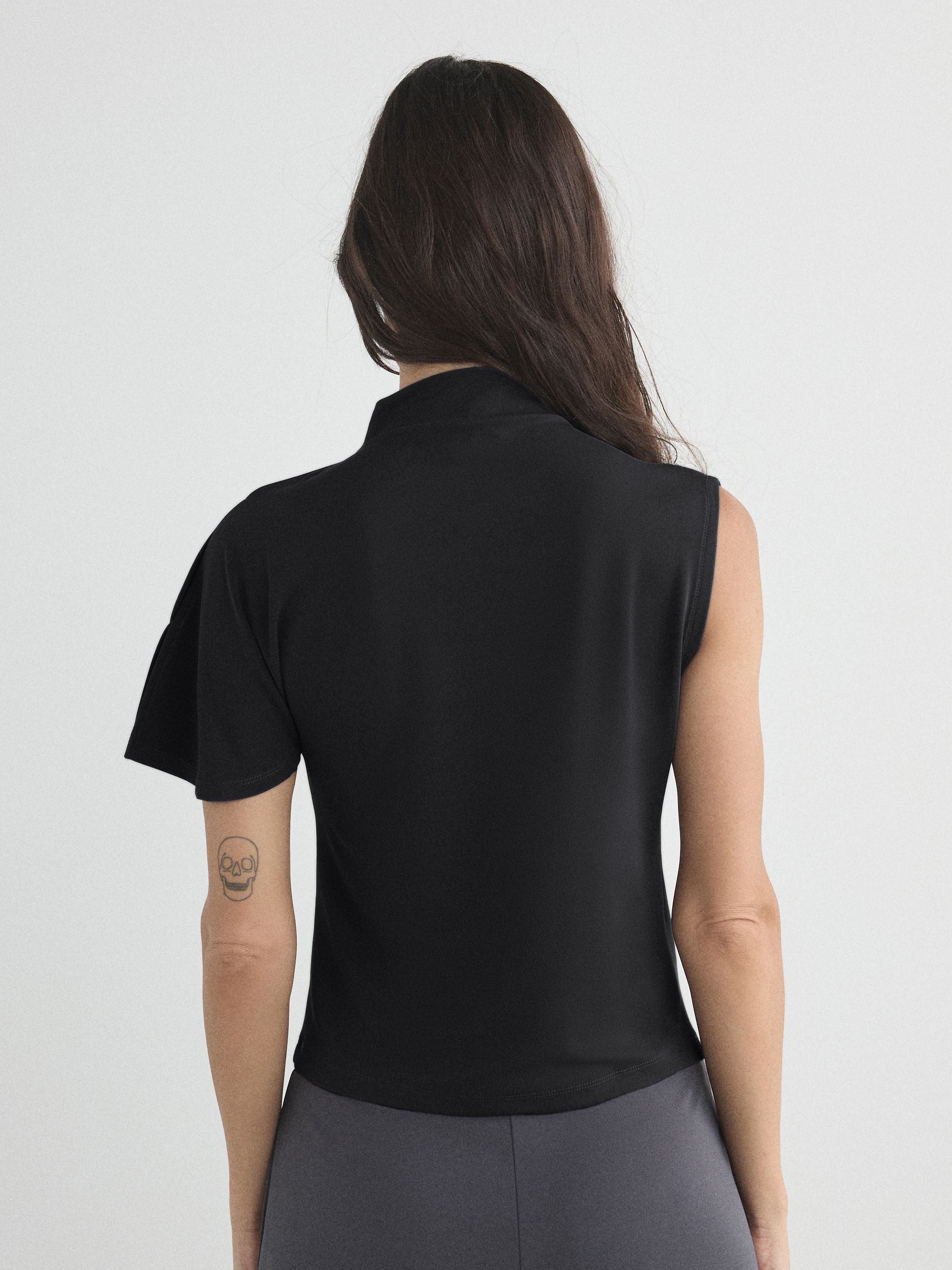 Buy Black Asymmetric Draped Short Sleeve Top from Next USA