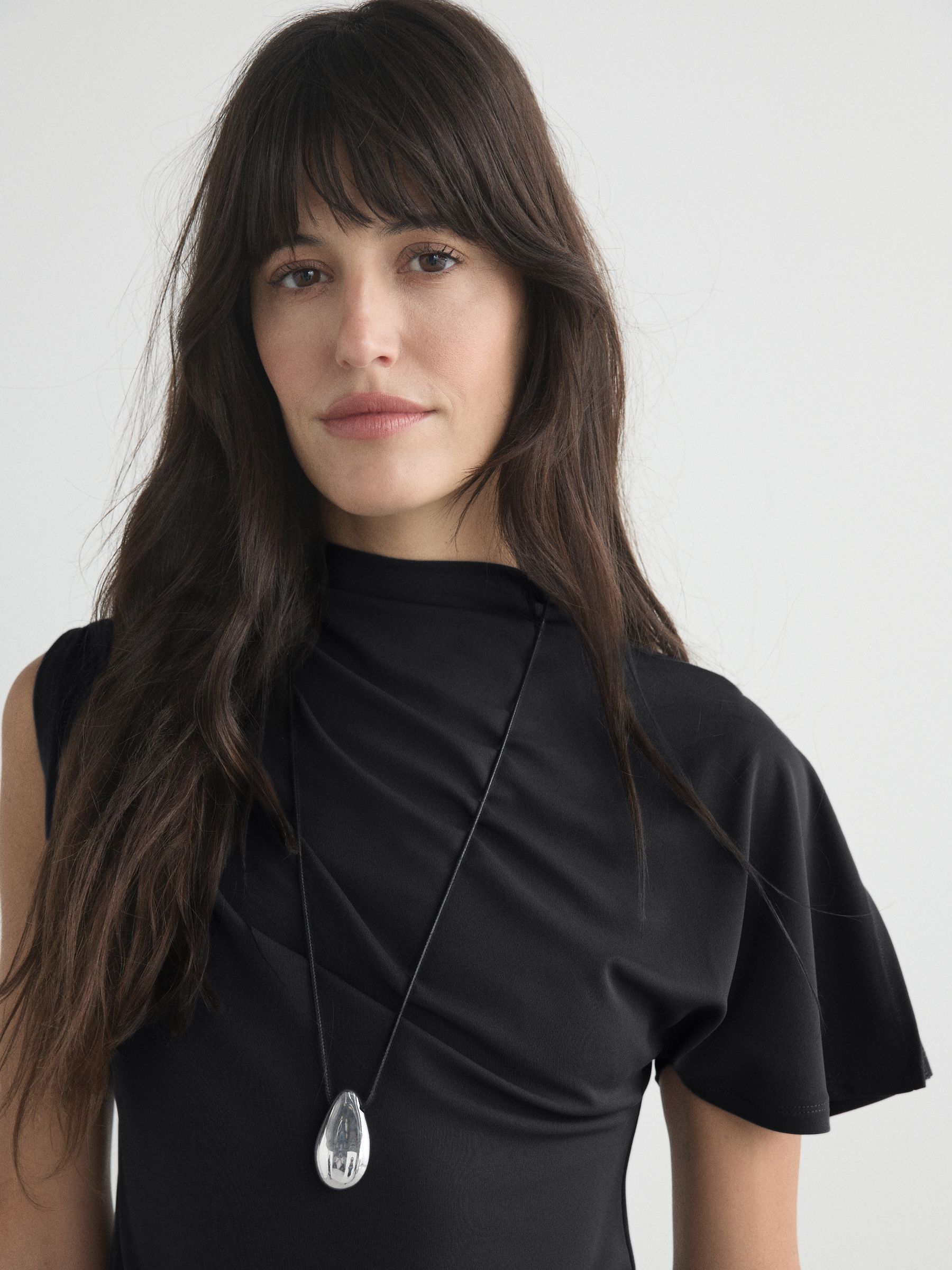 Buy Black Asymmetric Draped Short Sleeve Top from Next USA