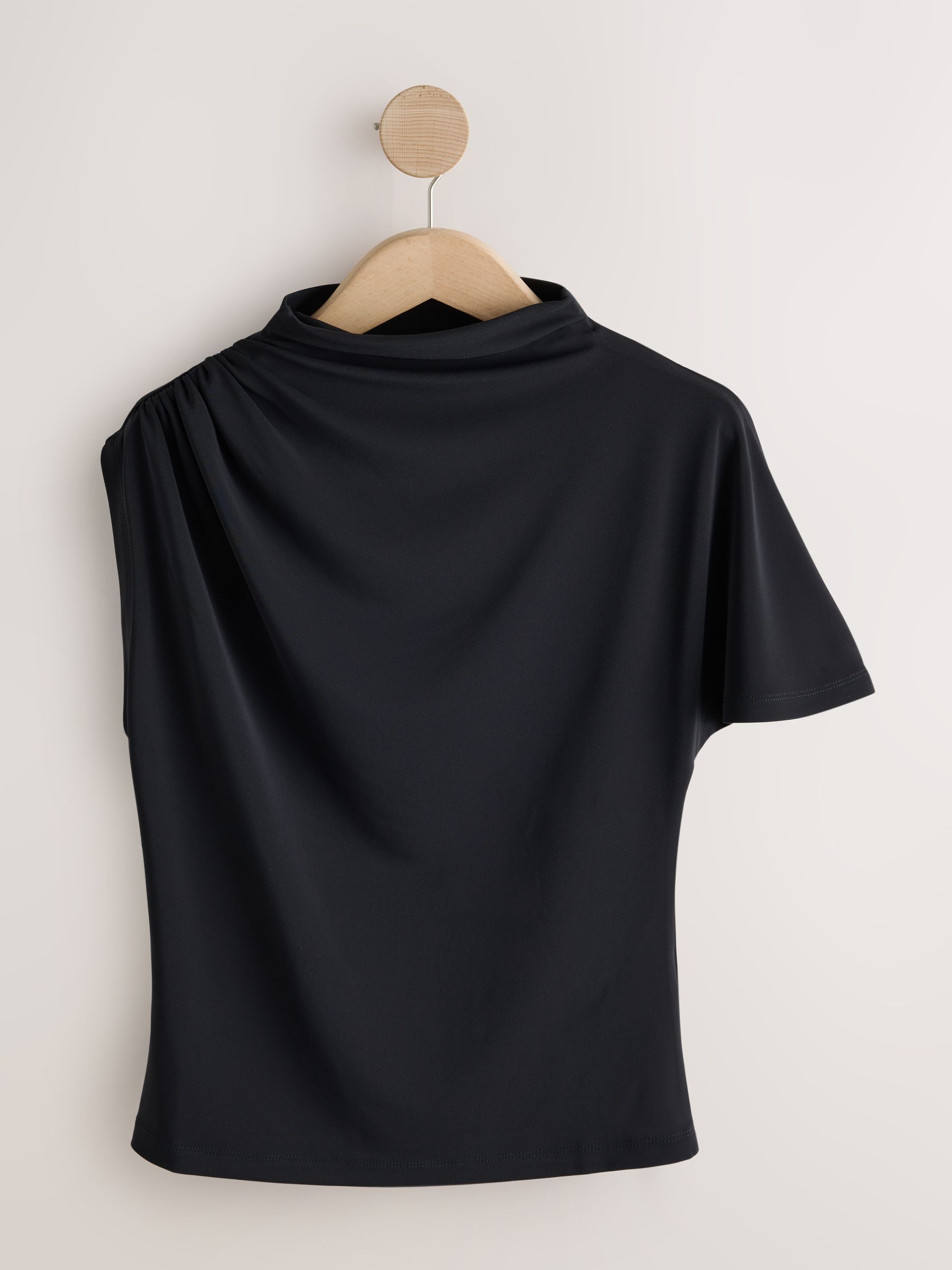 Buy Black Asymmetric Draped Short Sleeve Top from Next USA