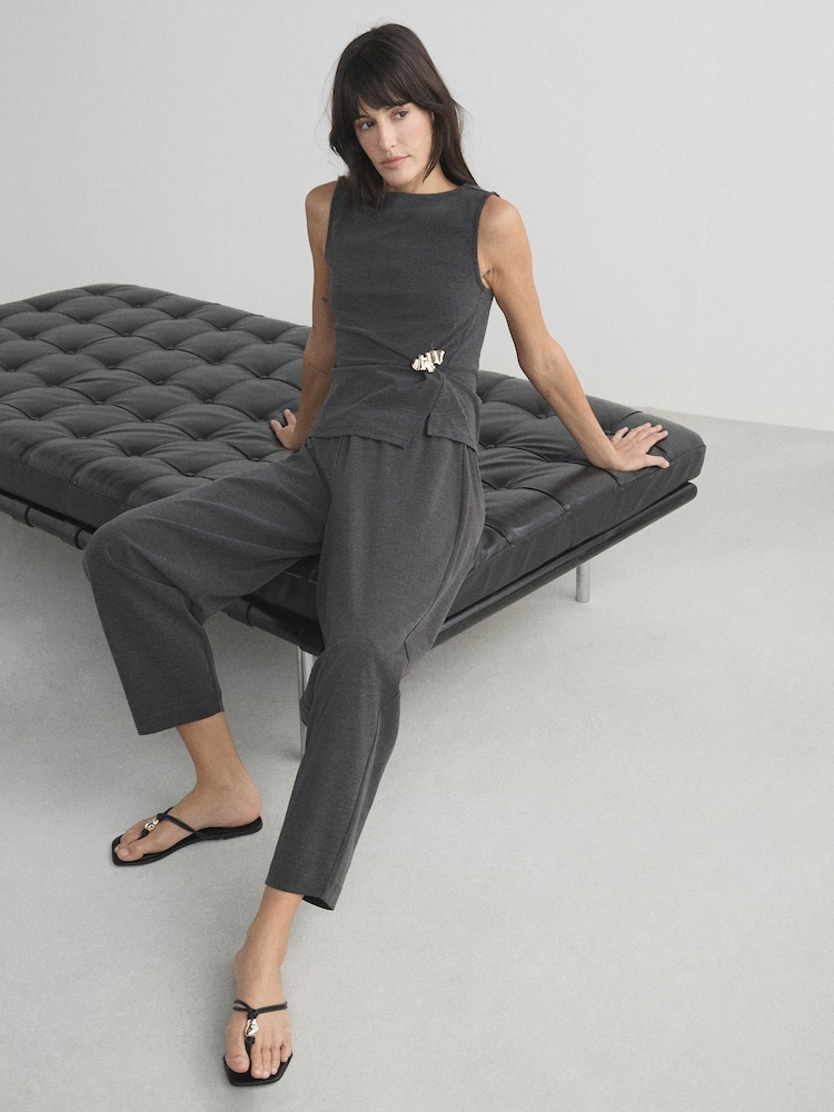 Charcoal Grey Barrel Leg Trousers - Image 1 of 6