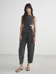 Charcoal Grey Barrel Leg Trousers - Image 2 of 6