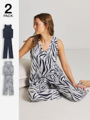 JD Williams Animal Value Zebra Pyjamas Set 2 Pack - Image 1 of 4