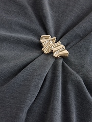 Charcoal Grey Sleeveless Slash Neck Hardware Top - Image 7 of 8