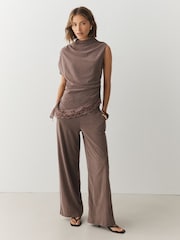 Mauve Purple Wide Leg Trousers - Image 1 of 8