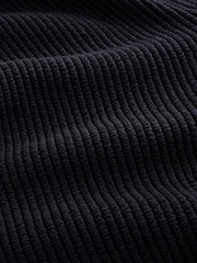 Black Ribbed Texture Wide Leg Trousers - Image 8 of 8