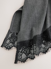 Charcoal Grey Sleeveless Asymmetrical Lace Hem Top - Image 8 of 8