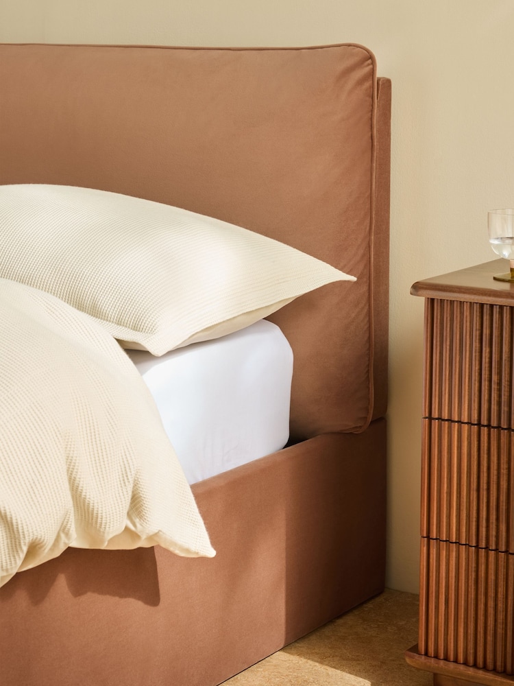 MADE.COM Fawn Truffle Natural Velvet Harlow Ottoman Storage Bed - Image 2 of 6 MADE.COM Fawn Truffle Natural Velvet Harlow Ottoman Storage Bed - Image 2 of 6