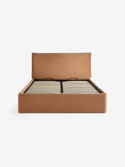 MADE.COM Fawn Truffle Natural Velvet Harlow Ottoman Storage Bed - Image 5 of 6