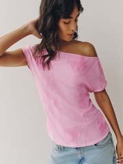 Pink Short Sleeved Cornelli Drape Top - Image 3 of 7