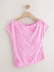 Pink Short Sleeved Cornelli Drape Top - Image 5 of 7