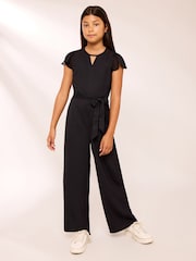Lipsy Black Cut Out Mesh Detail Jumpsuit (7-16yrs) - Image 1 of 5