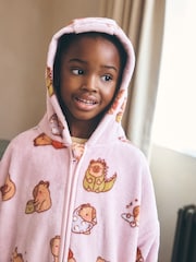 Lilac Capybara - Fleece Zip Through Dressing Gown (3-16yrs) - Image 4 of 11