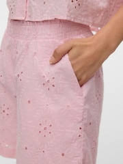 VERO MODA Pink Broderie High Waisted Shorts - Image 3 of 6