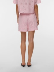 VERO MODA Pink Broderie High Waisted Shorts - Image 4 of 6