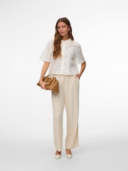 VERO MODA White Short Sleeve Broderie Shirt - Image 3 of 4