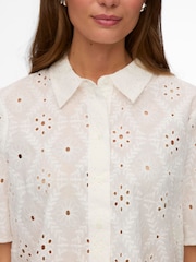 VERO MODA White Short Sleeve Broderie Shirt - Image 4 of 4