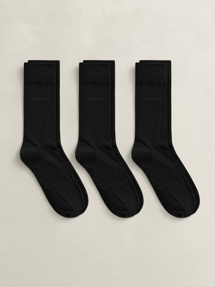 GANT Black Soft Cotton Socks 3 Pack - Image 1 of 1