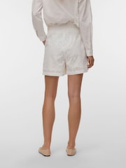 VERO MODA White Broderie High Waisted Shorts - Image 2 of 5