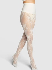 Heist White Floral Lace The Floral Lace Patterned Tights - Image 2 of 5