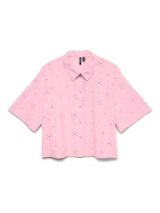 VERO MODA Pink Short Sleeve Broderie Shirt - Image 5 of 5